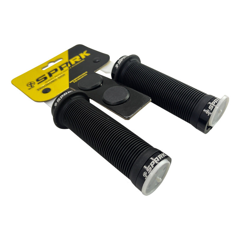 Puños Bmx Spark G275 Silicona Doble Bloqueo 115mm Negros Negro
