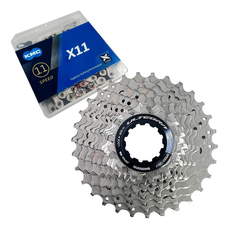 Kit 11v Pacha Shimano R8000 Ultegra 11-30 + Cadena Kmc X11 Gris