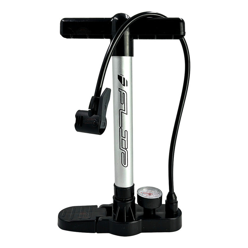 Inflador Bomba Moto Bicicleta Con Medidor 145 Psi Mtb Ruta Plateado