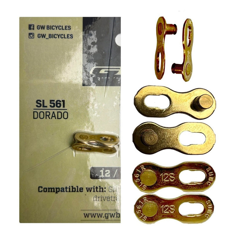 Cierre Rápido Cadena Bicicleta 12 Vel. Gw Dorada Universal