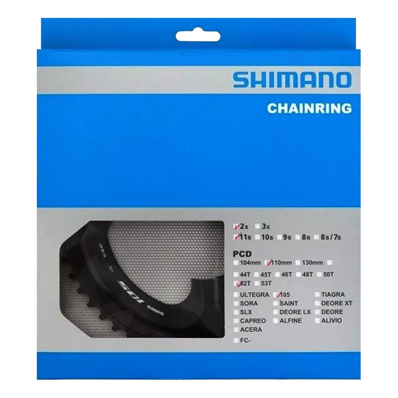 Plato Coronilla Ruta Shimano 105 R7000 52t Biplato 2x11 Vel Negro