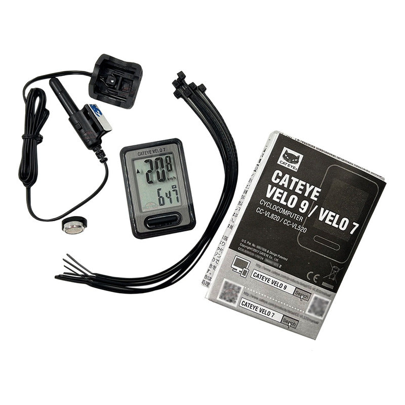 Velocimetro Bicicleta Cateye Velo 7 Vl520 Con Cable Ruta Mtb Gris
