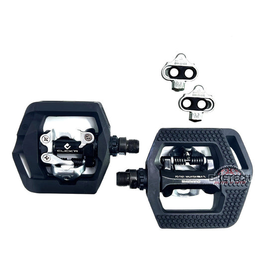 Pedales Doble Propósito Shimano T421 Clickr Con Calas Mtb Negro Nocturno