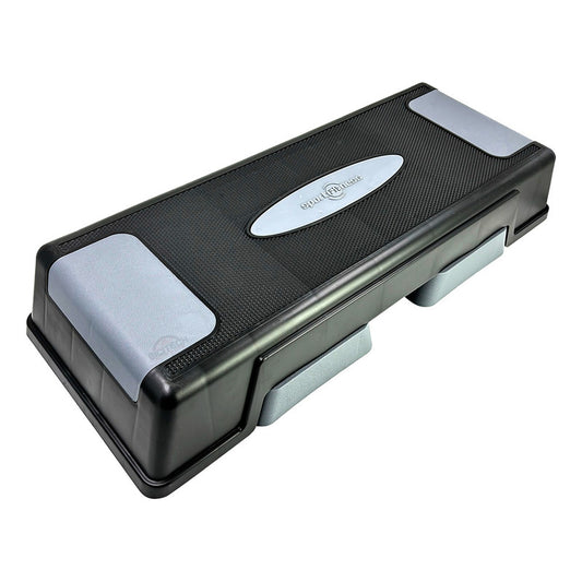 Banco Step Escalón Aeróbicos Sportfitness 3 Niveles Gimnasio Negro Con Gris