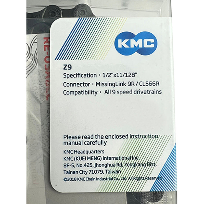 Cadenilla 9v Mtb Ruta Kmc Z9 Cadena 9 Velocidades Gris