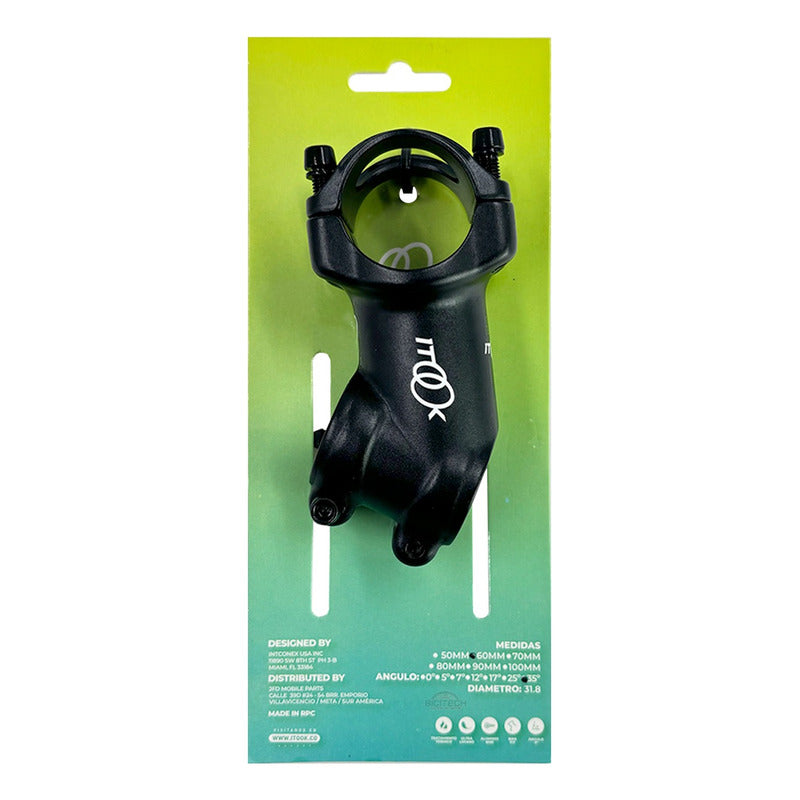 Potencia Bicicleta Mtb Itook Inclinación 35° Espiga 31.8x 60 Negro 6 Cm