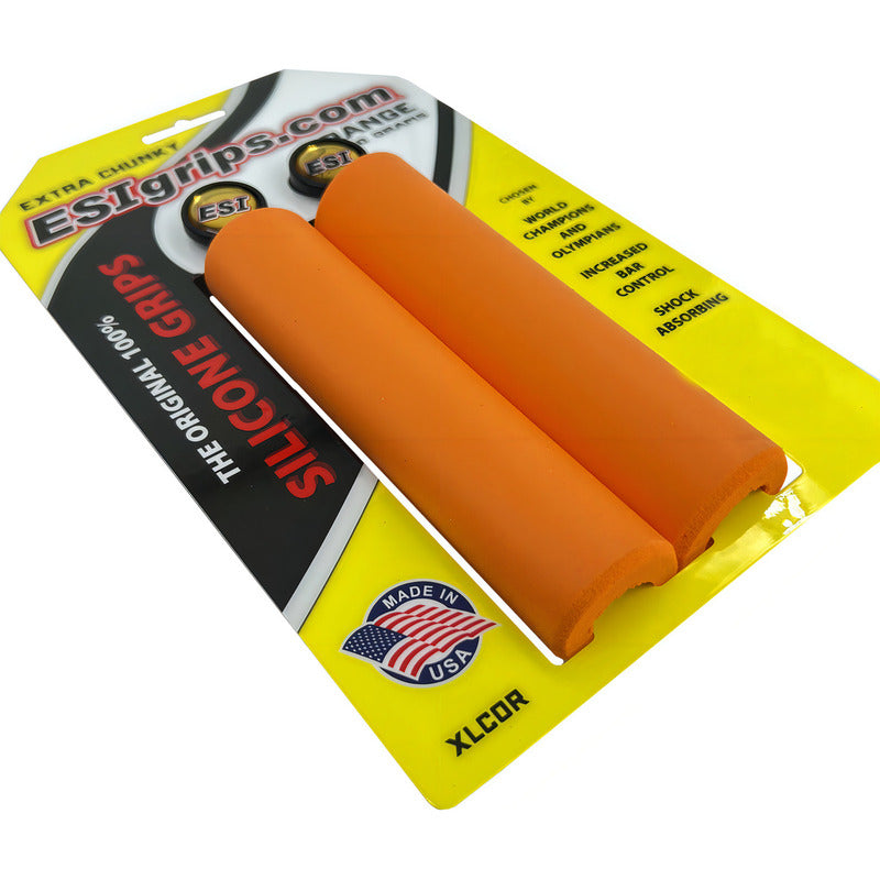 Puños Bicicleta Esi Grips Extra Chunky Naranja Mtb Con Tapones