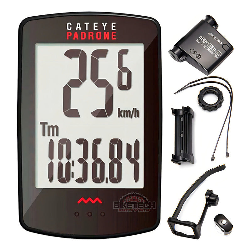 Ciclocomputador Cateye Padrone 8 Funciones Inalámbrico Color Negro