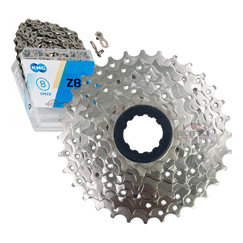 Pacha 8 Velocidades Sunrace M66. 11-32 + Cadena Kmc Z8 11 32 Plateado