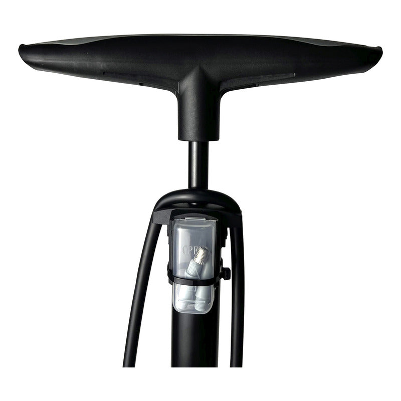 Bomba Piso Con Medidor Tipo Válvula Bicicleta Negro