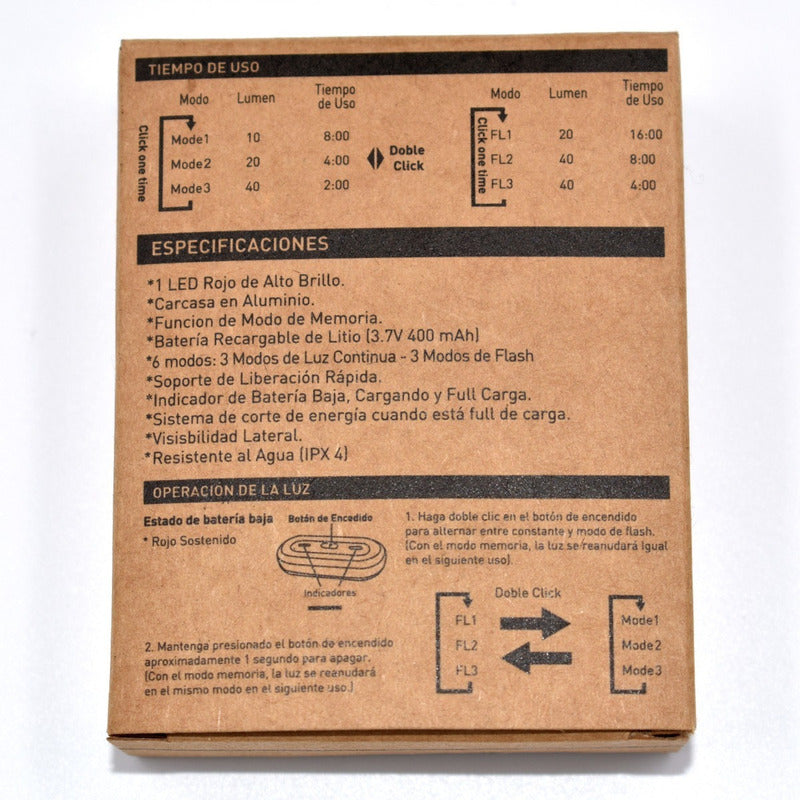 Luz Trasera Led / Stop Recargable Para Bicicleta Gw 40 Lumen