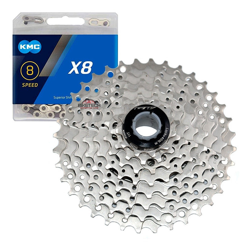 Cadenilla 8v Kmc X8 + Pacha Cassette 8v Gw 11-36 Piñones