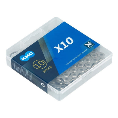 Cadena Kmc De 10v X10 Silver 116 Eslabones