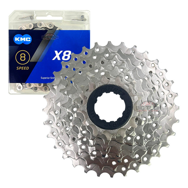 Pacha 8 Velocidades Sunrace M66. 11-32 + Cadena Kmc X8 Plateado