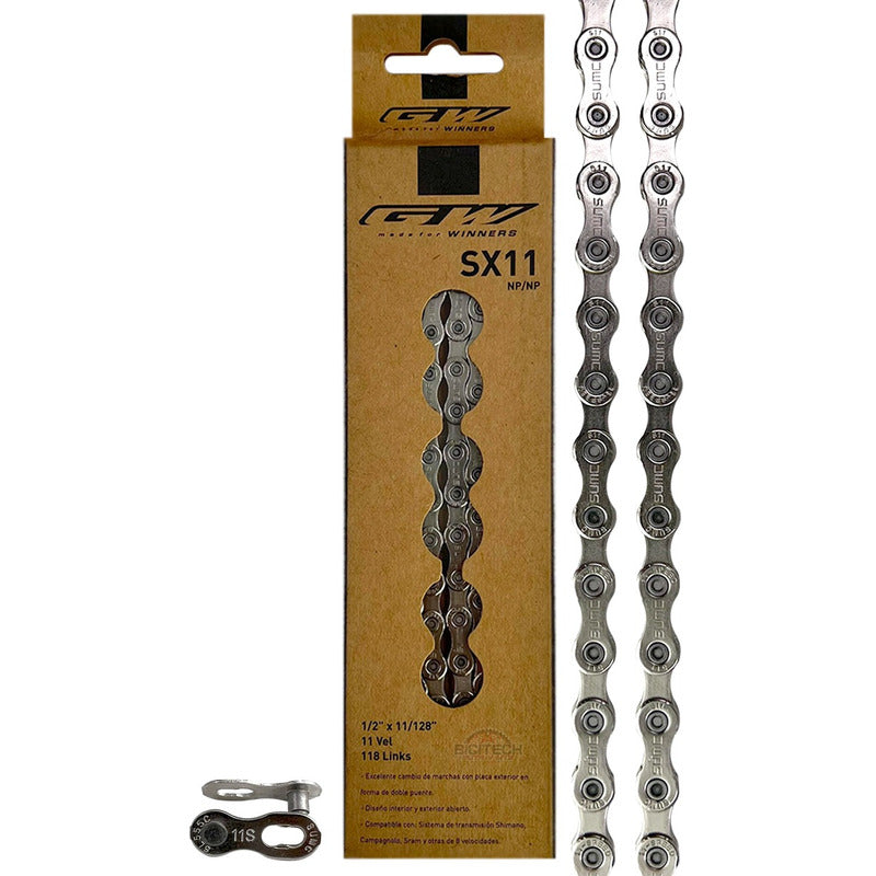 Cadenilla 11 Velocidades Gw Sx11 Compatible Shimano Plateado