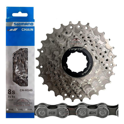 Cadenilla Shimano 8v Hg40 + Pacha Gw 8v Bicicleta Ruta 11-28