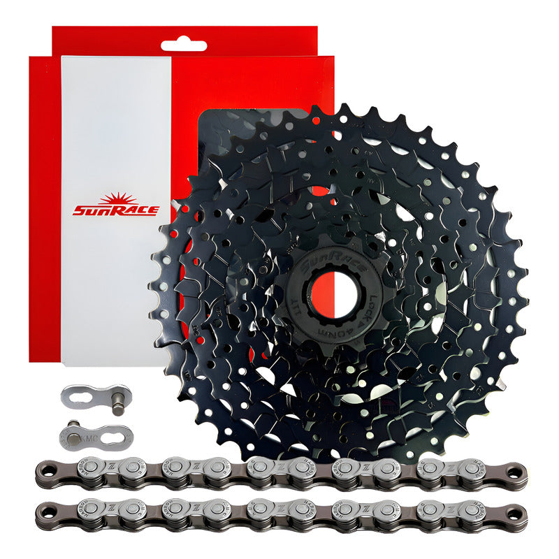 Pacha 8 Velocidades Sunrace M680. 11-40 Mtb + Cadena Kmc Z8 - Negro - 11 - 40