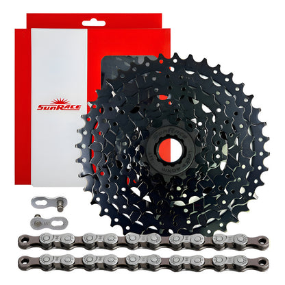 Pacha 8 Velocidades Sunrace M680. 11-40 Mtb + Cadena Kmc Z8 - Negro - 11 - 40
