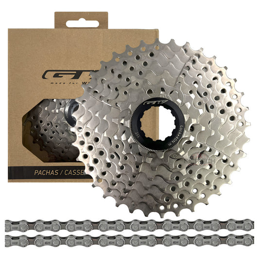 Combo 8 Velocidades Pacha Gw 11-36 Cassette + Cadena Hg40 Negro 11 40
