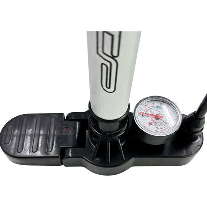 Inflador Bomba Moto Bicicleta Con Medidor 145 Psi Mtb Ruta Plateado