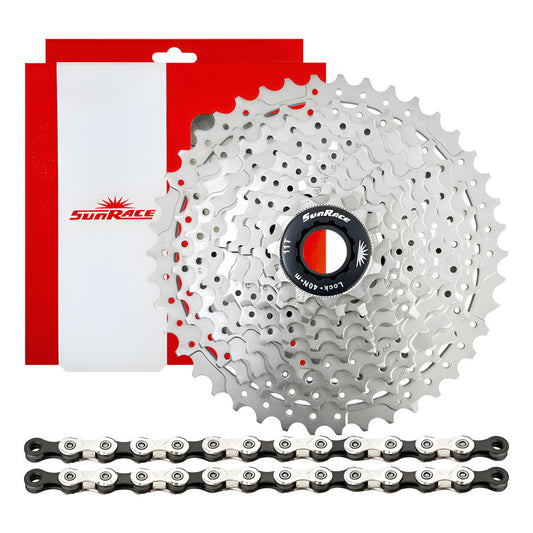 Combo 10 Vel. Pacha Sunrace Ms2. 11-42 + Cadena Kmc X10 Mtb 11 42 Plateado