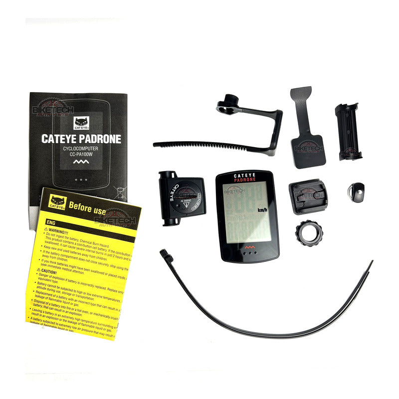 Ciclocomputador Bicicleta Cateye Padrone + Soporte Avanzado Negro
