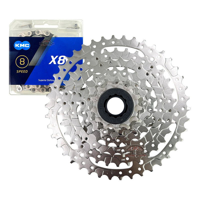 Pacha 8 Velocidades Sunrace M680. 11-42 + Cadena Kmc X8 Plateado 11 42
