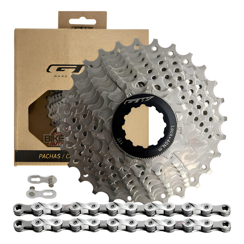 Pacha 9 Velocidades Gw 11-28 Ruta + Cadena Kmc X9 Gris