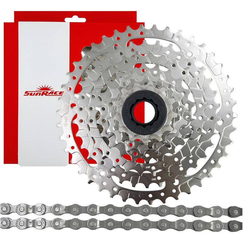 Cassette Pacha Sunrace M680 11-42 Y Cadena Sunrace M84 8 Vel Plateado 11 42