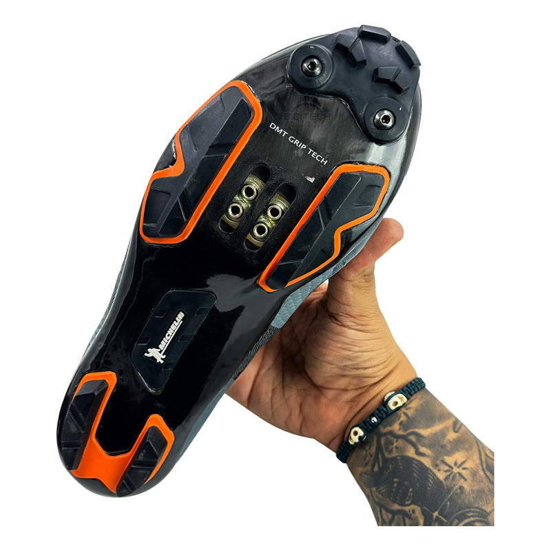 Zapatillas Mtb Dmt Km1 Gris Naranja Boa Suela Carbono