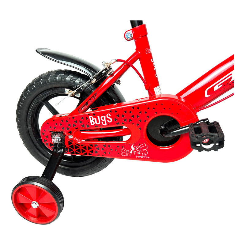 Bicicleta Niño Rin 12 Gw Bugs Rojo Doble Freno Con Auxiliar Rojo Rin 12