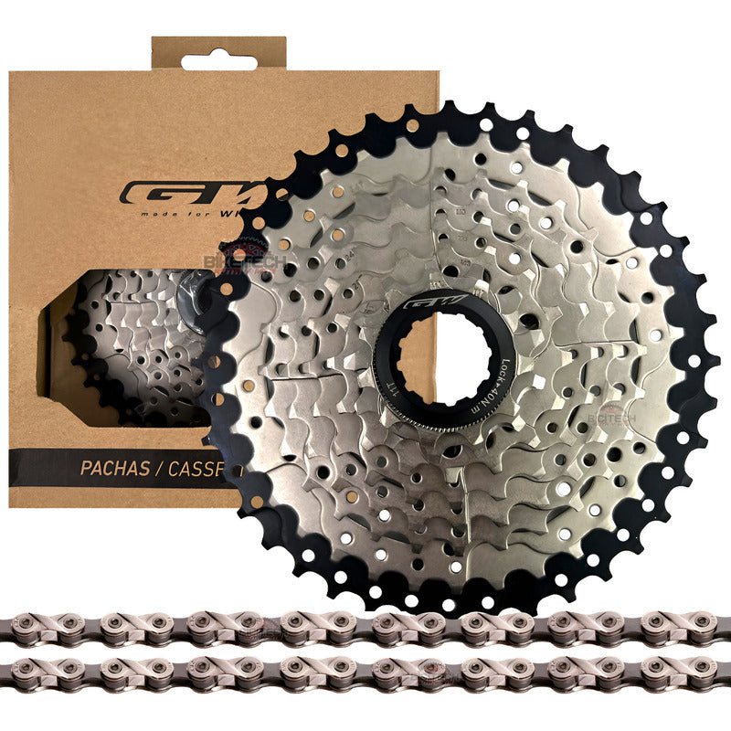 Combo 8 Velocidades Pacha Gw 11-40 Cassette + Cadena Kmc X8 - Gris - 11 - 40