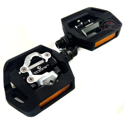 Pedales Doble Propósito Shimano T421 Clickr Con Calas Mtb Negro Nocturno