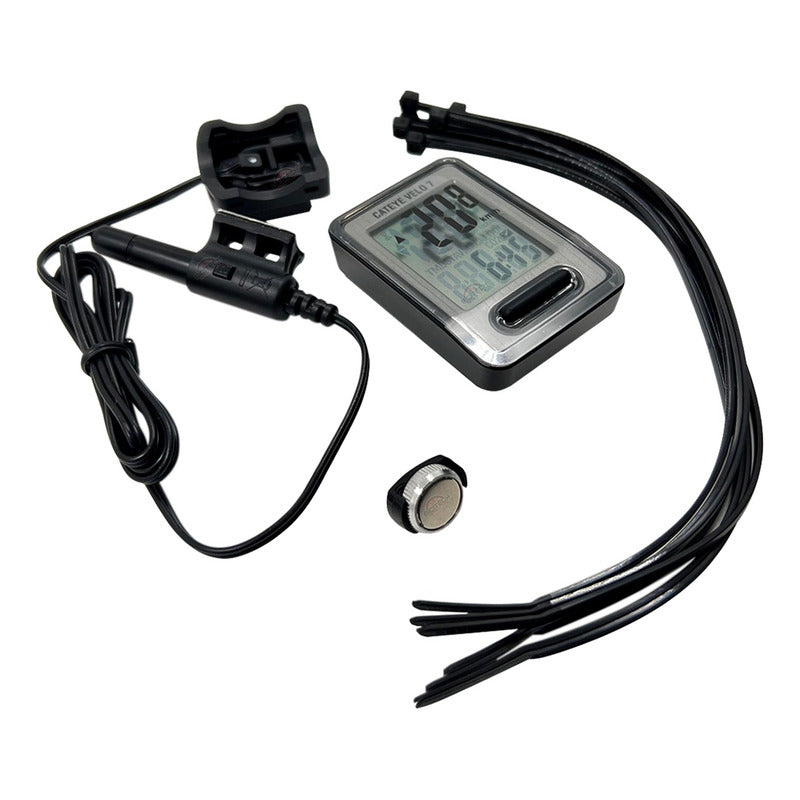 Velocimetro Bicicleta Cateye Velo 7 Vl520 Con Cable Ruta Mtb Gris