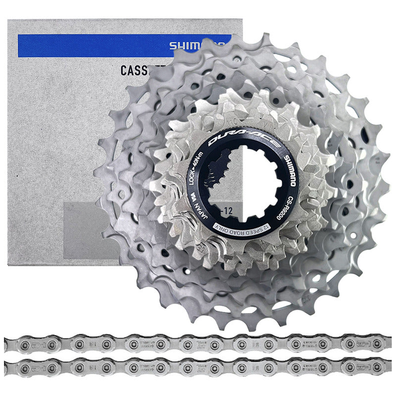 Pacha 12v Shimano R9200 Dura Ace 11-30 + Cadena M9100 Ruta 11 30 Gris