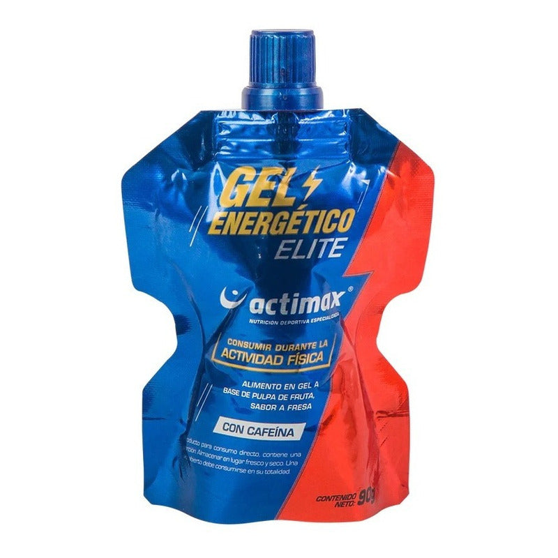 Gel Energético Deportivo Actimax Elite Cafeína Sabor Fresa 90g Libre Gluten