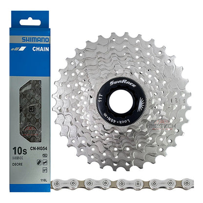Pacha 10 Velocidades Sunrace Rs1 11-32 + Cadena Shimano Hg54 Plateado