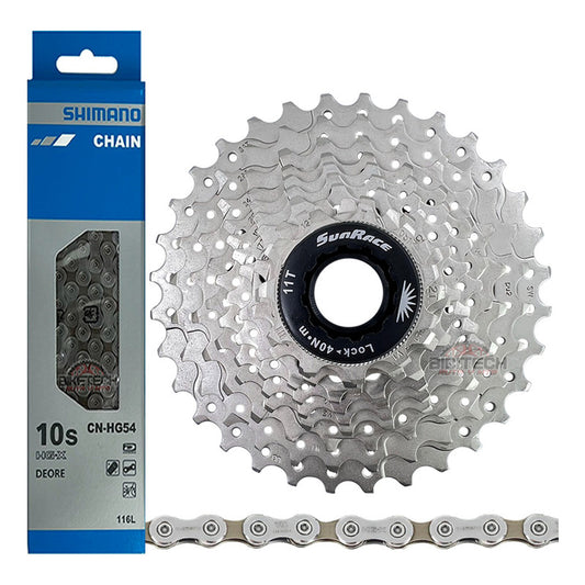 Pacha 10 Velocidades Sunrace Rs1 11-32 + Cadena Shimano Hg54 Plateado