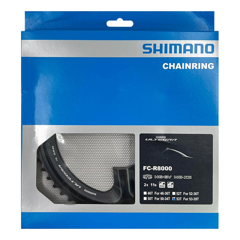 Plato Coronilla 53 T Shimano Ultegra R8000 Biplato 11v Ruta Negro