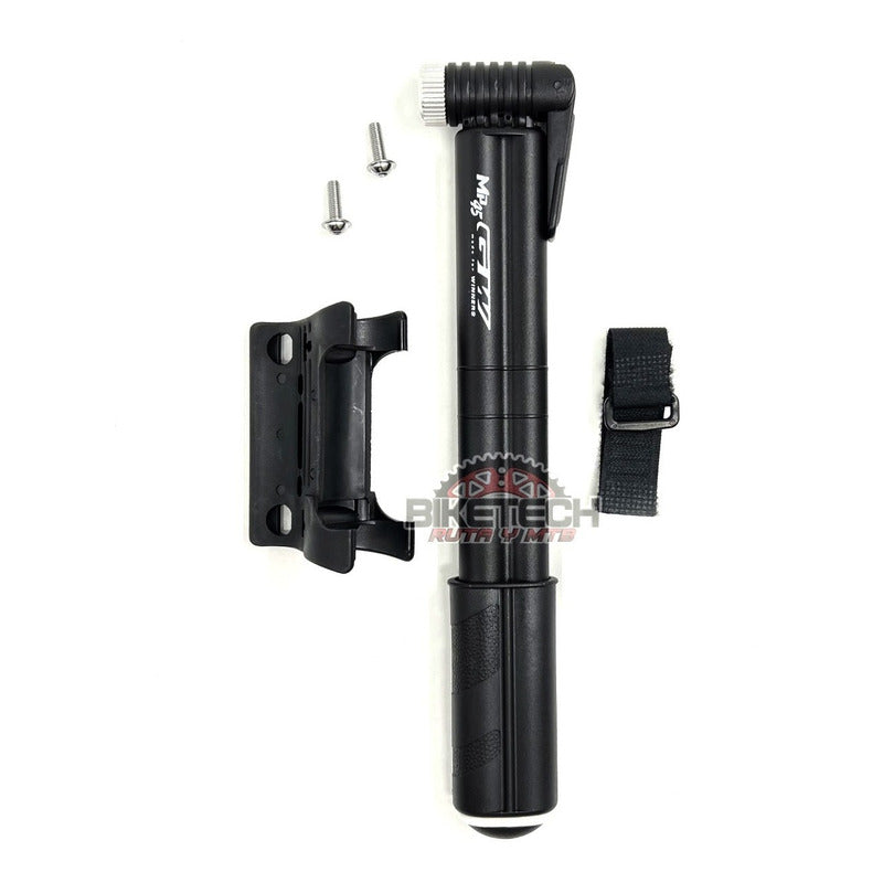 Inflador Bomba Mini Gw Para Bicicleta Doble Acción + Soporte Negro