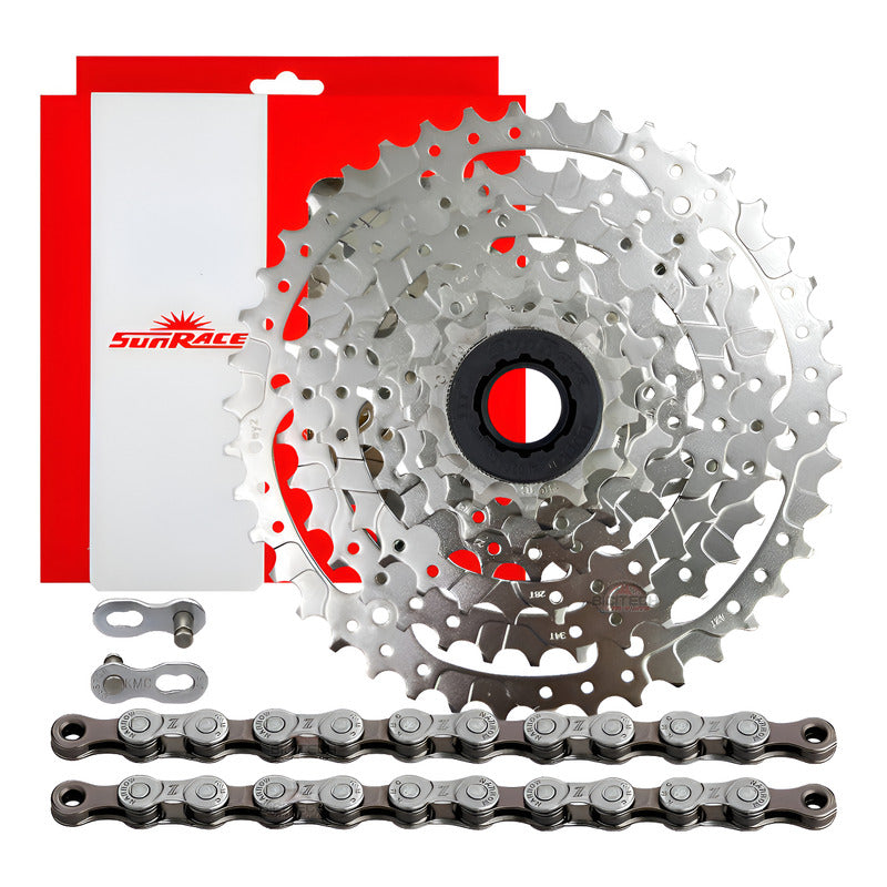 Pacha 8 Velocidades Sunrace M680. 11-42 Mtb+ Cadena Kmc Z8 - Plateado - 11 - 42