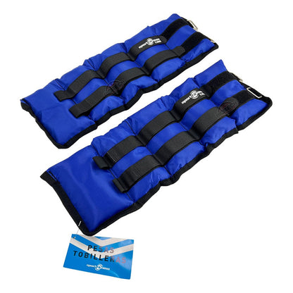 Kit 2 Pesas Tobilleras 2.25kg C/u Sportfitness Graduables Azul