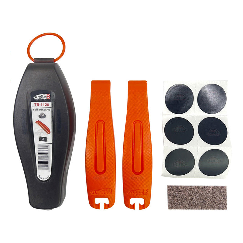 Kit Desvare Inflador Gw 2f + Parches Super B Autoadhesivo Negro