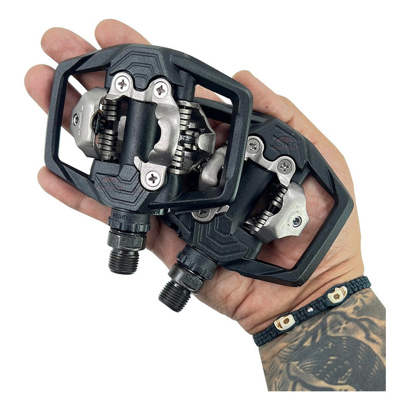 Pedales Bicicleta Mtb Shimano Me 700 Doble Cara Incluyen Calas Sm Sh51 Negro Nocturno