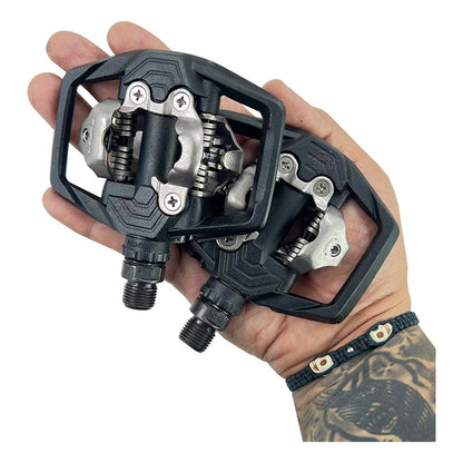 Pedales Bicicleta Mtb Shimano Me 700 Doble Cara Incluyen Calas Sm Sh51 Negro Nocturno