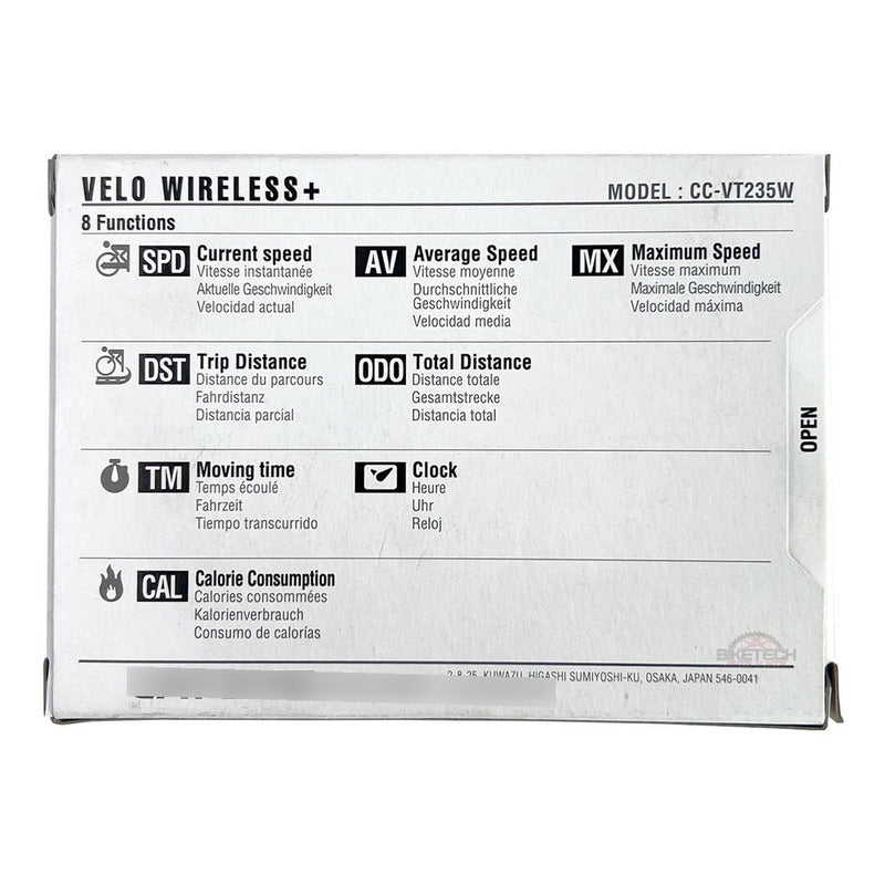 Ciclocomputador Cateye Velo Wireless Con Luz Inalámbrico  Negro