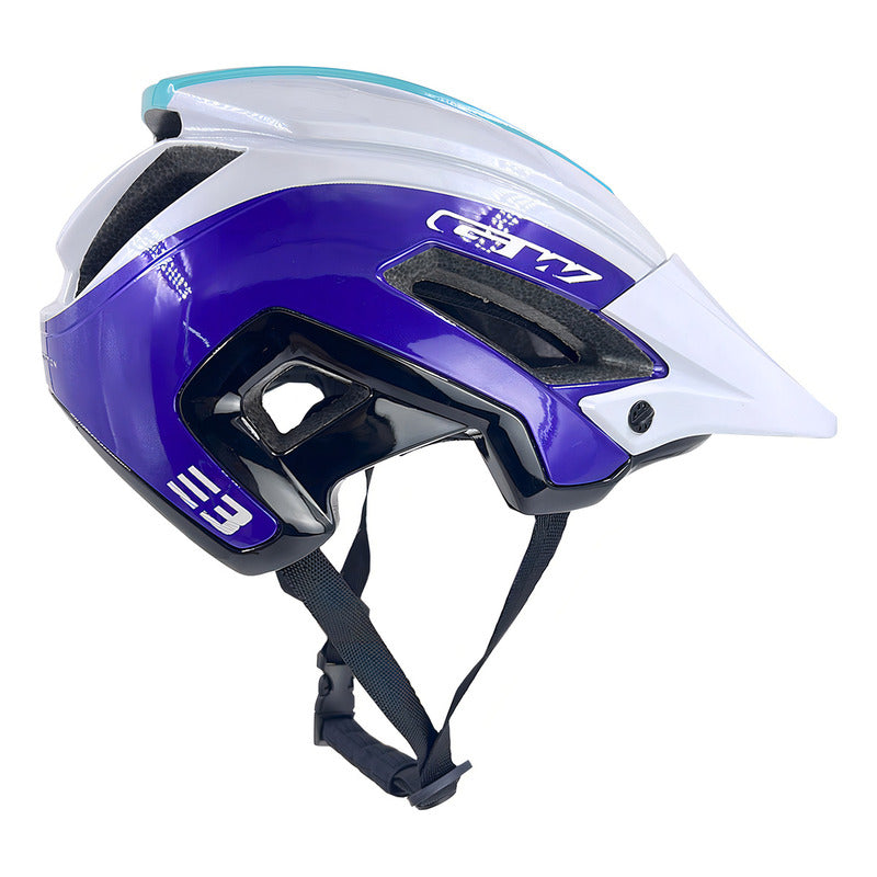 Casco Bicicleta Gw E3 Blanco Morado-verde Enduro Mtb