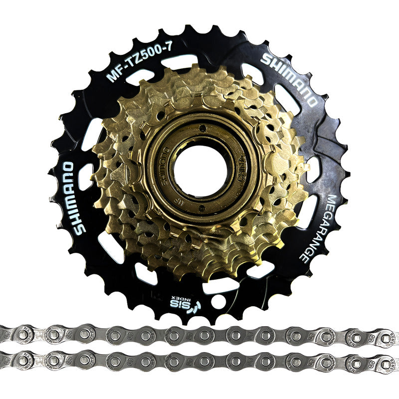 Pacha Rosca 7 Vel Shimano Tz500 14-34 Mtb + Cadenilla Gw S51 Negro 14 34