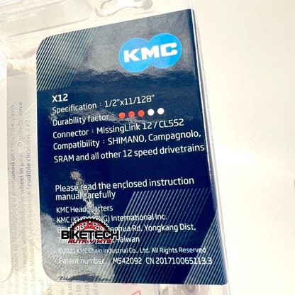 Cadenilla Kmc 12v Plateada X12 Compatible Shimano Y Sram