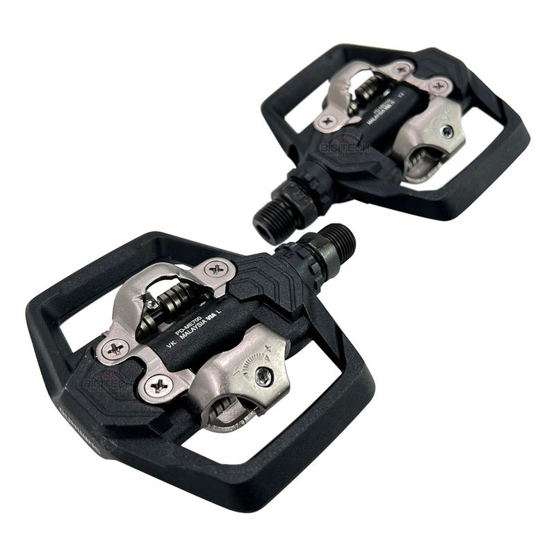 Pedales Bicicleta Mtb Shimano Me 700 Doble Cara Incluyen Calas Sm Sh51 Negro Nocturno